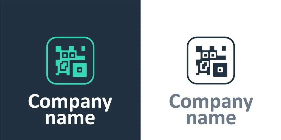 Logotype QR code sample for smartphone scanning icon isolated on white 스톡 일러스트