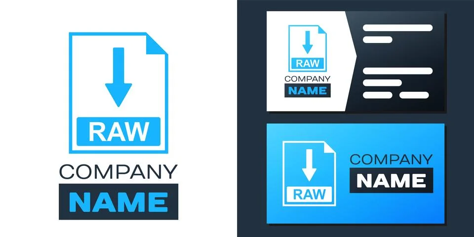 Logotype RAW file document icon. Download RAW button icon isolated on white Illustrazione stock
