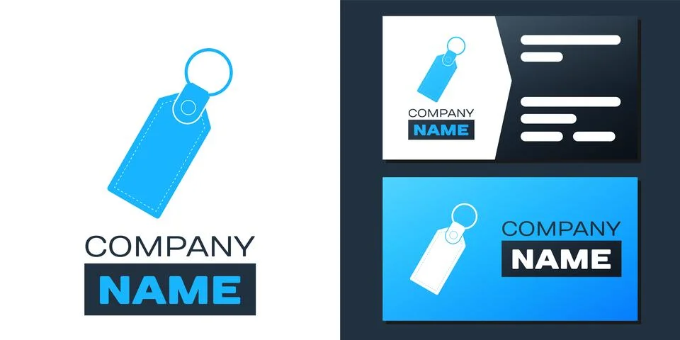 Logotype Rectangular key chain with ring for key icon isolated on white Illustrazione stock