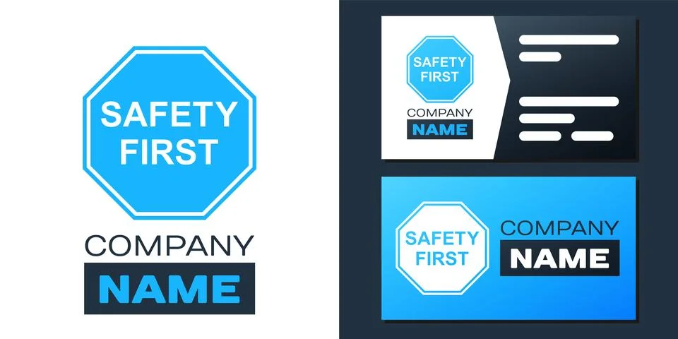 Logotype Safety First octagonal shape icon isolated on white background. Logo Stock Illustration