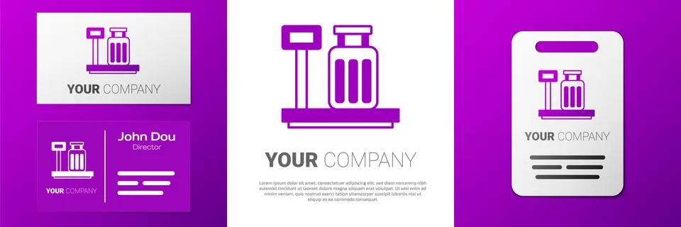 Logotype Scale with suitcase icon isolated on white background. Logistic and Illustration