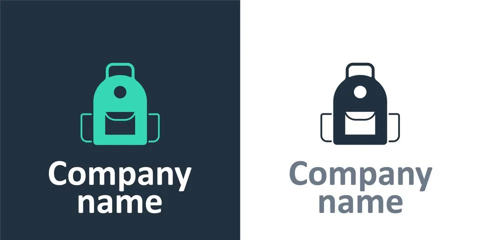 Logotype School backpack icon isolated on white background. Logo design template Illustrazione stock