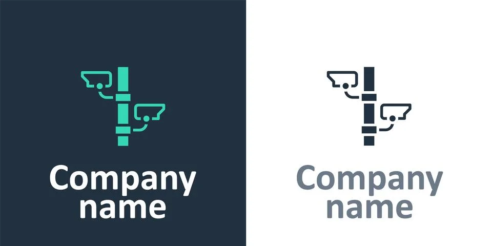 Logotype Security camera icon isolated on white background. Logo design template Illustrazione stock