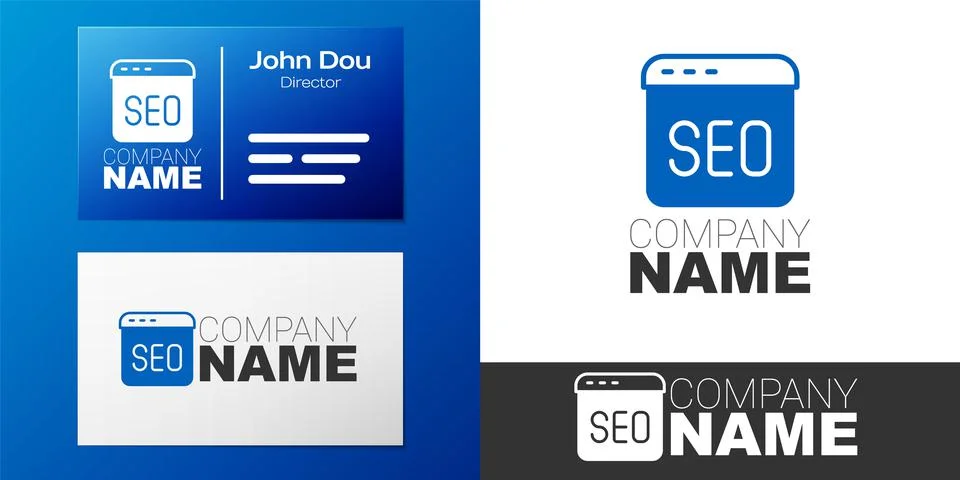 Logotype SEO optimization icon isolated on white background. Logo design Stock Illustration