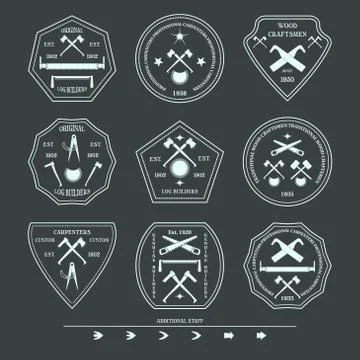 Logotype set for construction and carpentry industries. Design elements,  obj Stock Illustration