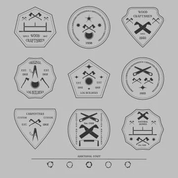 Logotype set for construction and carpentry industries. Design elements Stock Illustration