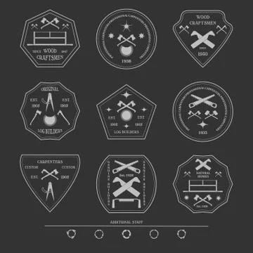 Logotype set for construction and carpentry industries. Design elements Stock Illustration