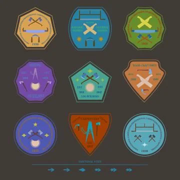 Logotype set for construction and carpentry industries Stock Illustration