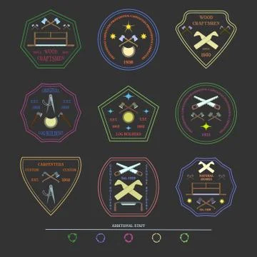 Logotype set for construction and carpentry industries Stock Illustration