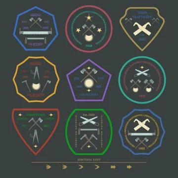 Logotype set for construction and carpentry industries Stock Illustration