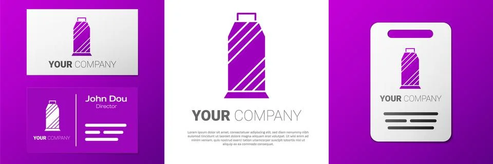 Logotype Sewing thread on spool icon isolated on white background. Yarn spool Stock Illustration