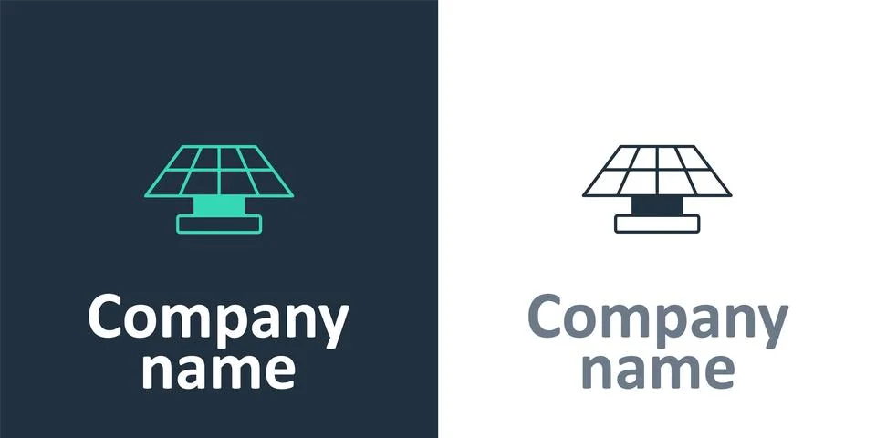 Logotype Solar energy panel icon isolated on white background. Logo design .. Stock Illustration