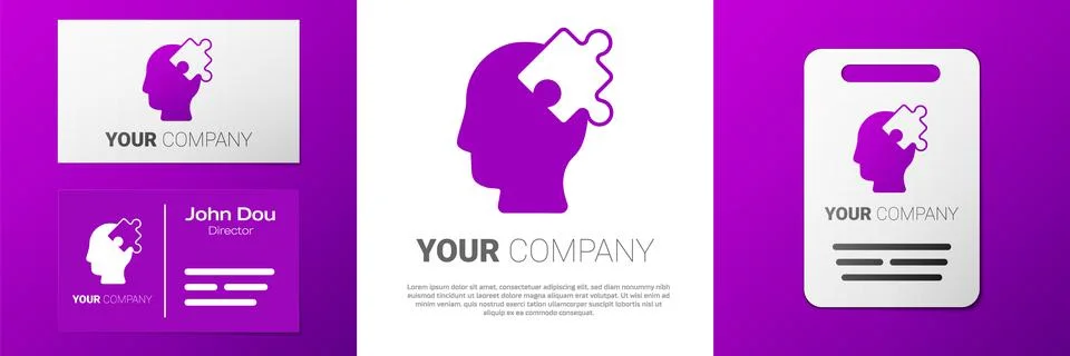 Logotype Solution to the problem in psychology icon isolated on white background Stock Illustration