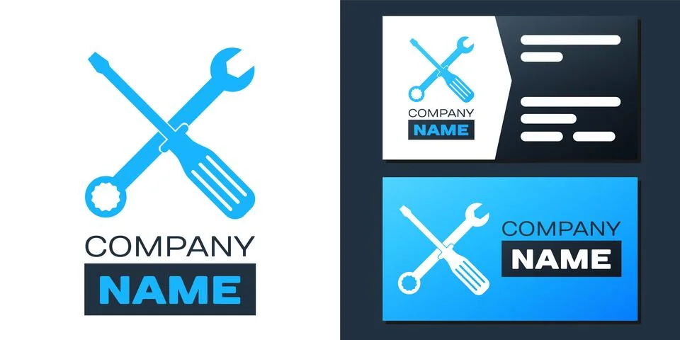 Logotype Spanner and screwdriver tools icon isolated on white background Stock Illustration