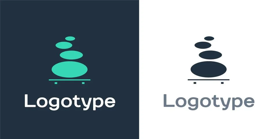 Logotype Stack hot stones icon isolated on white background. Spa salon accessory 스톡 일러스트