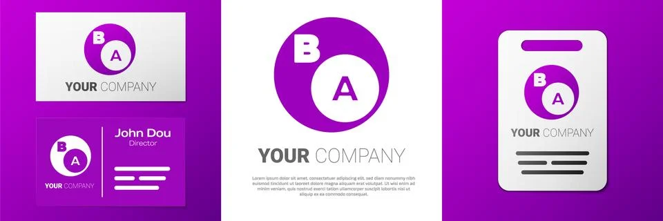 Logotype Subsets, mathematics, a is subset of b icon isolated on white Illustrazione stock