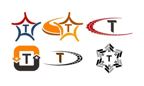 Logotype T Modern Template Set Stock-Illustration