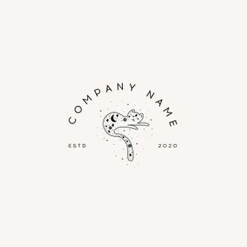 Logotype Template Black witch cat. Mystical animal. Mystical illustration Stock Illustration