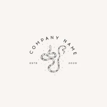 Logotype Template Mystical snake with moon and stars. Mystic, alchemy, occult Stock Illustration