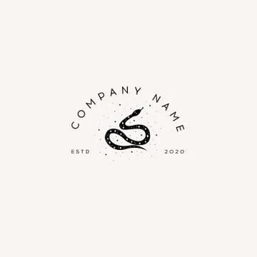 Logotype Template Mystical snake with moon and stars. Mystic, alchemy, occult Stock Illustration