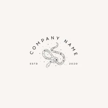Logotype Template Mystical snake with moon and stars. Mystic, alchemy, occult Stock Illustration