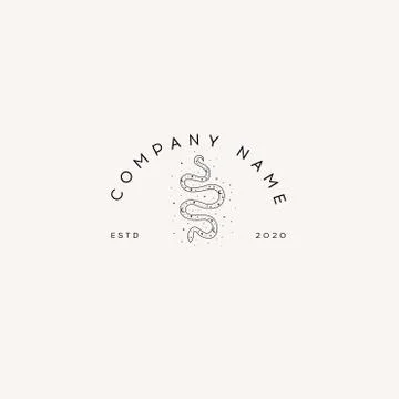 Logotype Template Mystical snake with moon and stars. Mystic, alchemy, occult Stock Illustration