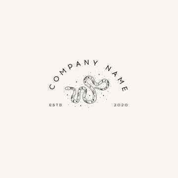 Logotype Template Mystical snake with moon and stars. Mystic, alchemy, occult Stock Illustration