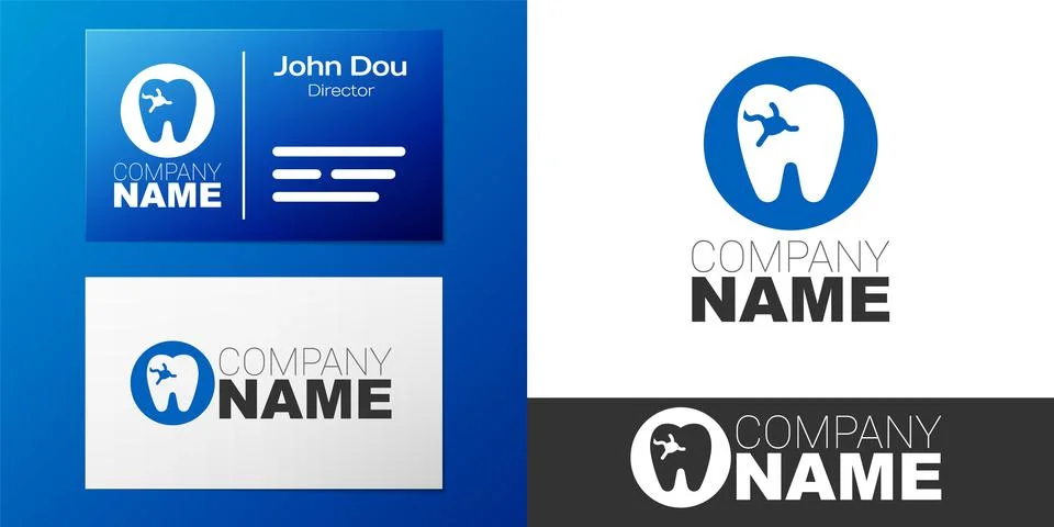 Logotype Tooth with caries icon isolated on white background. Tooth decay. Logo Stock Illustration