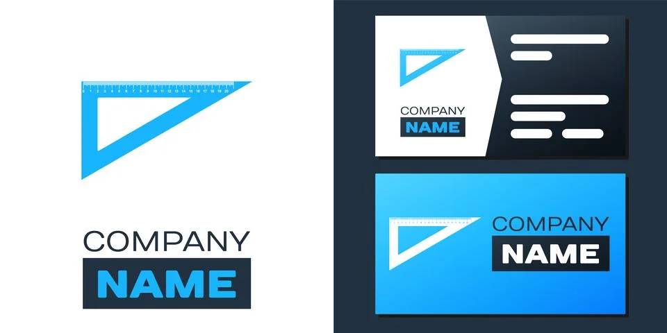 Logotype Triangular ruler icon isolated on white background. Straightedge symbol Ilustração Stock