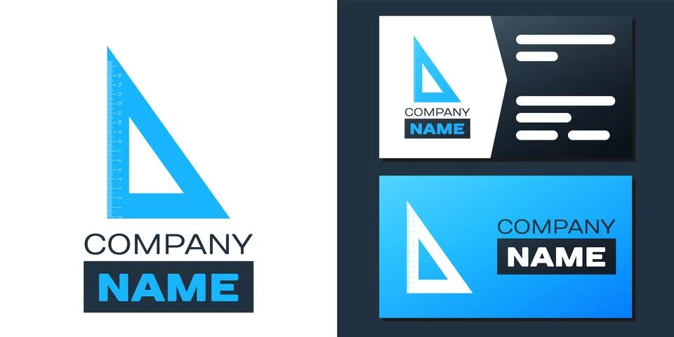 Logotype Triangular ruler icon isolated on white background. Straightedge symbol Illustrazione stock