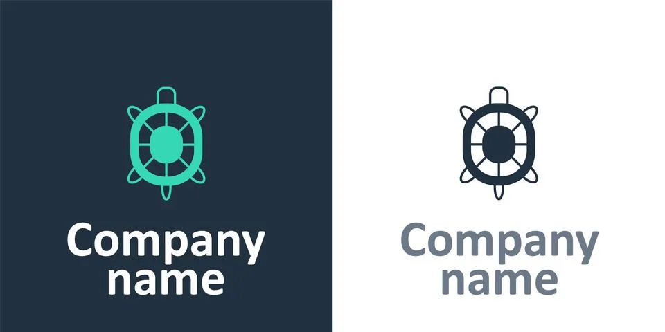 Logotype Turtle icon isolated on white background. Logo design template ele.. Stock Illustration