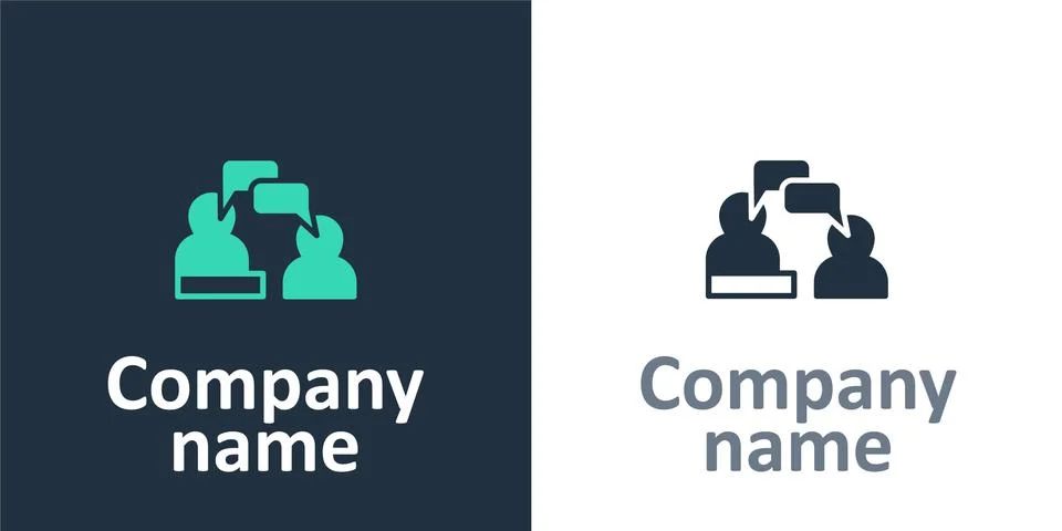 Logotype Two sitting men talking icon isolated on white background. Speech Stock Illustration
