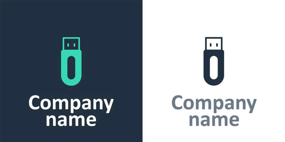 Logotype USB flash drive icon isolated on white background. Logo design tem.. Stock Illustration