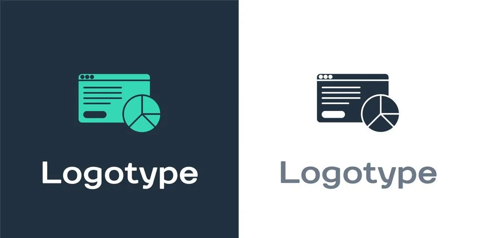 Logotype Web analytics information and development website statistic icon Illustrazione stock