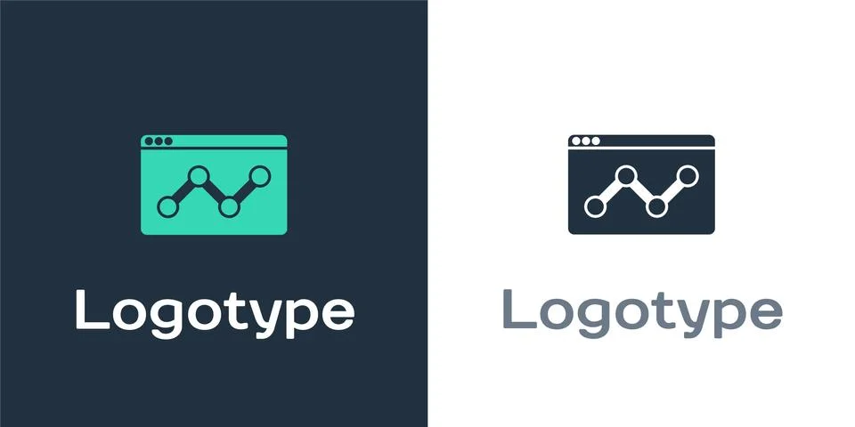 Logotype Web analytics information and development website statistic icon 스톡 일러스트