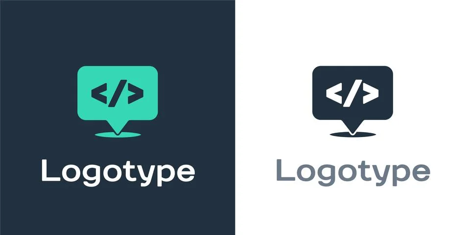 Logotype Web design and front end development icon isolated on white background 스톡 일러스트