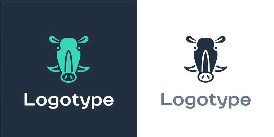 Logotype Wild boar head icon isolated on white background. Animal symbol. Logo Stock Illustration