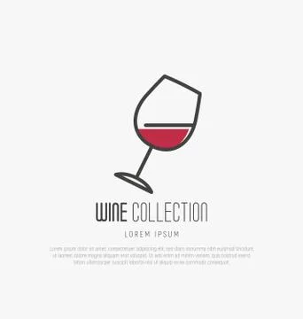Logotype of wine and wine making. Modern thin line icons, flat style design. Stock Illustration