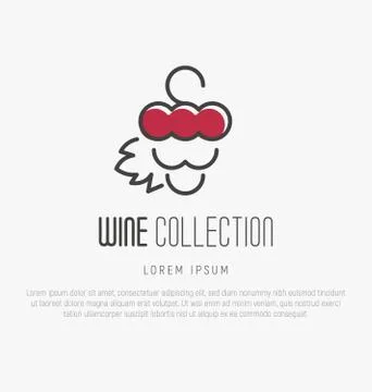 Logotype of wine and wine making. Modern thin line icons, flat style design. Stock Illustration
