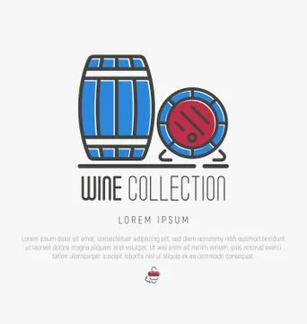 Logotype of wine and wine making. Modern thin line icons, flat style design. Stock Illustration