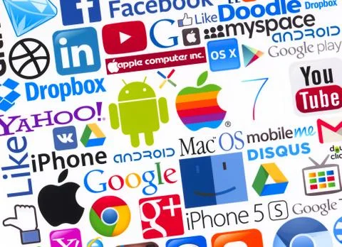 Logotypes of popular computing brands Stock Illustration