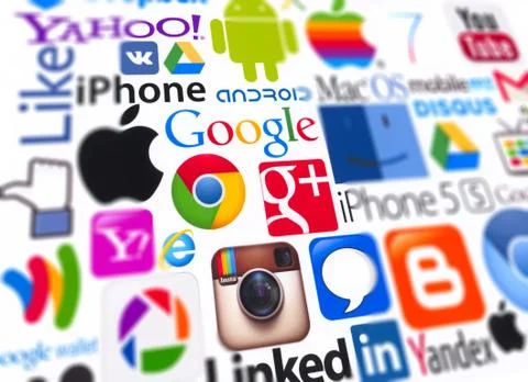Logotypes of popular computing brands Stock Illustration