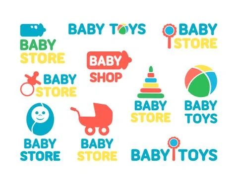 Logotypes set of baby stores Stock Illustration