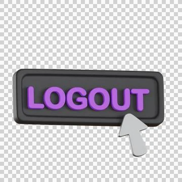 Logout button with cursor icon User Interface 3D icon 스톡 일러스트