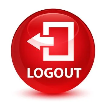 Logout glassy red round button Stock Illustration