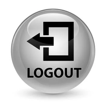 Logout glassy white round button Stock Illustration