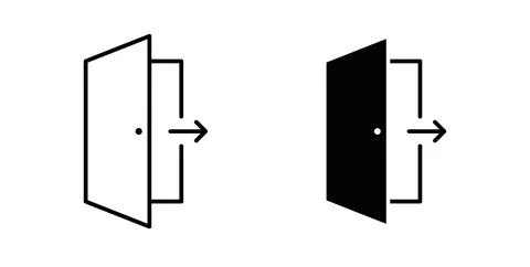 Logout icon collection in black, Line icons, flat symbols Stock Illustration