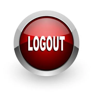 Logout red circle web glossy icon. Stock-Illustration