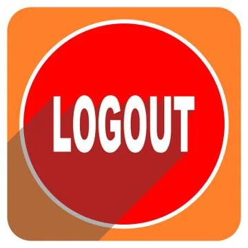 Logout red flat icon isolated. Stock Illustration