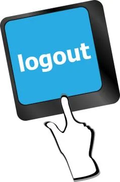 Logout word on computer keyboard keys button Stock Illustration